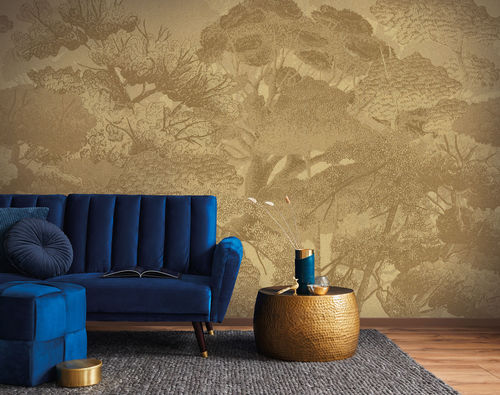 Современный обои - CANOPEE DORÉ - LGD01 décor mural sur mesure - из нетканых материалов / из полиэстера / природный мотив