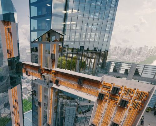 Электрический лифт - MULTI - ThyssenKrupp Fahrtreppen - для профессионального использования / для высотных зданий / панорамный