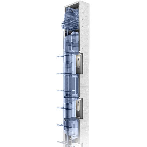 Электрический лифт - DOUBLE DECK - ThyssenKrupp Fahrtreppen - для профессионального использования / для высотных зданий / для интерьера