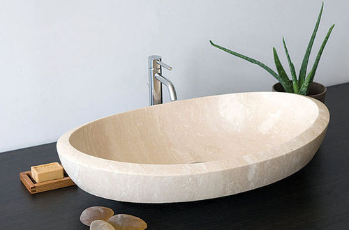 Настольная раковина - PANTELLERIA - Petra Design s.r.l. - из натурального камня / овальная / современная