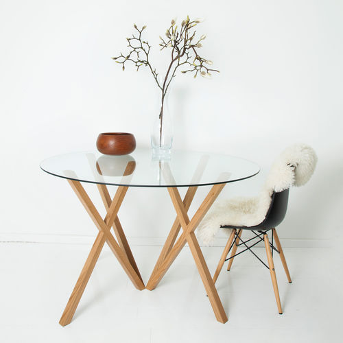 Стол скандинавский дизайн - MIKA - Hans Hansen Furniture - из стекла / с основанием из дуба / прямоугольный
