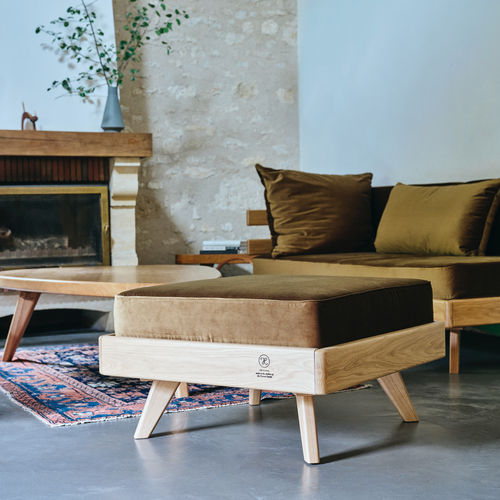 Пуф скандинавский дизайн - REMIX - Hans Hansen Furniture - из ткани / из дуба / квадратный