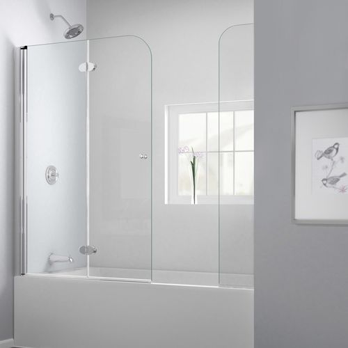 Складная перегородка для ванны - AQUAFOLD EXTENDER - DreamLine - неподвижная / из закаленного стекла / с рамой