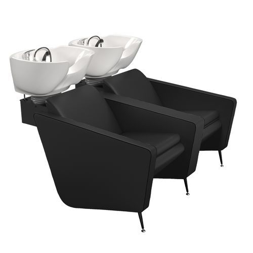 Раковина для мытья головы из искусственной кожи - IONIANWASH 2P BLACK - Gamma & Bross - из керамики / 2 места
