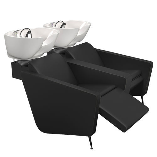 Раковина для мытья головы с опорой для ступней - IONIANWASH 2P SHIATSU BLACK - Gamma & Bross - из искусственной кожи / из керамики / 2 места