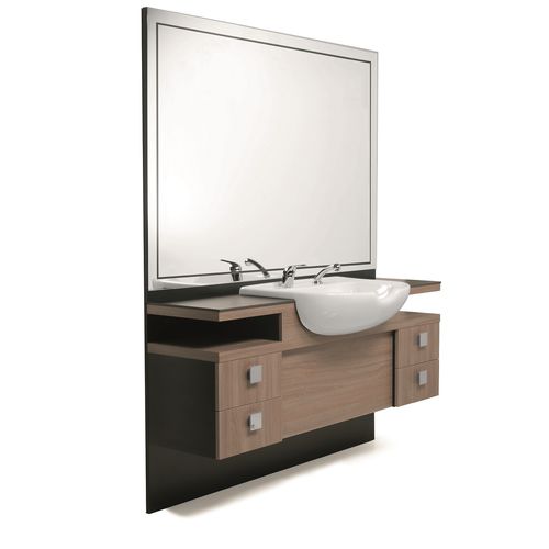 Современный туалетный столик - MENSPACE AVEC CUVETTE - Nelson Mobilier - из ламината / из стекла / настенный