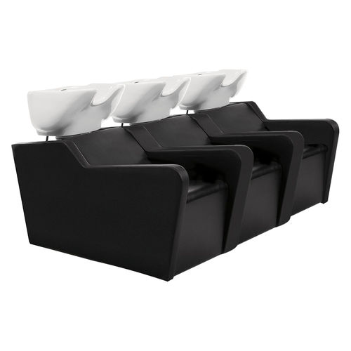 Раковина для мытья головы с опорой для ступней - TOPWASH ECO 3P - Nelson Mobilier - из искусственной кожи / из керамики / 3 места