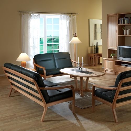 Диван скандинавский дизайн - 1250 - dyrlund - из кожи / черный / из дерева