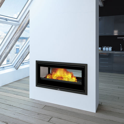 Двусторонняя топка для камина - CAIRO 110 D - Bronpi - дровяная / из стали / из чугуна