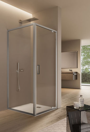 Душевая кабина из алюминия - FREE  - IDEAGROUP - из закаленного стекла / с раздвижными дверями / угловая