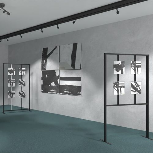 Выставочный стенд-витрина для декоративной картины - ARTIS - STUDIO T - напольный / из алюминия / двусторонний