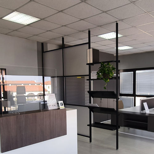 Напольная отделительная перегородка для офиса - TETRIX OFFICE - STUDIO T - для потолочного крепления / из ПЭТФ / из метакрилата