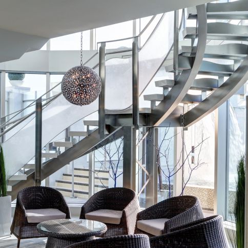 Винтовая лестница - PARADISE 2200-1 - BATTIG DESIGN - с бетонными ступеньками / конструкция из нержавеющей стали / современная