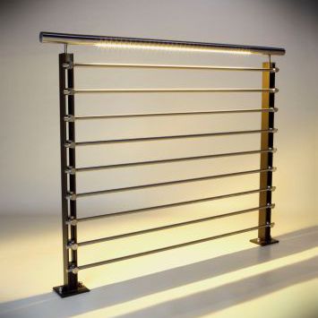 Ограждение из нержавеющей стали - FERRIC™ LED - HDI Railing Systems - из прутьев / со стеклянными панелями / для интерьера