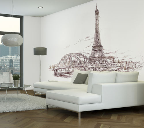 Обои уникальный дизайн - PARIS TOUR EIFFEL AQ137 - In Création - эскиз / набивной