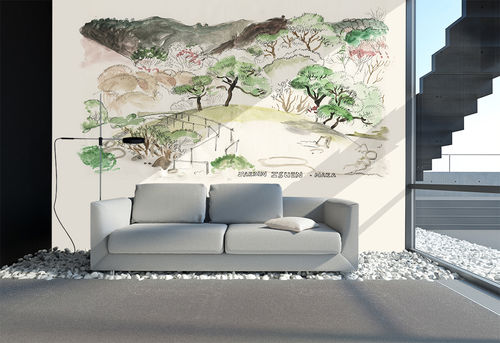 Обои уникальный дизайн - JARDIN JAPONAIS AQ144 - In Création - природный мотив / набивной