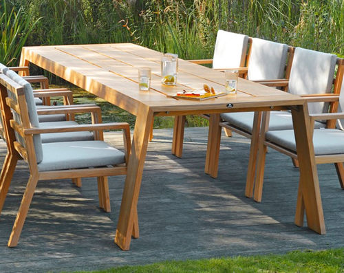 Современный обеденный стол - VIKING - BOREK parasols | outdoorfurniture - из тикового дерева / прямоугольный / для бытового использования