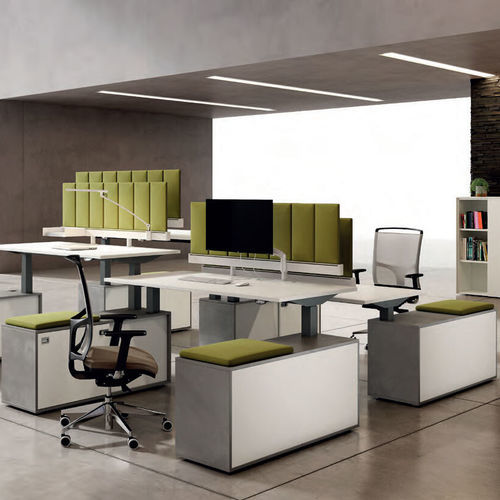 Напольный рабочий стол - SIT N' STAND - Styloffice S.p.a. - для 2 человек / современный / из дерева