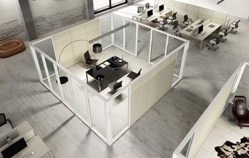 Напольная отделительная перегородка для офиса - TECNAOPEN - Styloffice S.p.a. - из стекла / из металла / из дерева