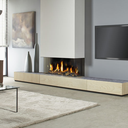 Газовая закрытая топка - DRU - Metro 100XT/3 Eco Wave - DRU - с 3 поверхностями / из стали / из стекла