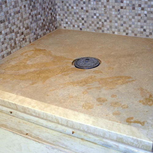 Квадратный душевой поддон - FLAT - PIETRE DI RAPOLANO PDR SRL - встраиваемый / из травертина