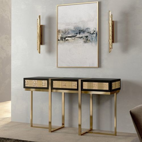 Современный стол-консоль - MONDRIAN - Ccastro Lighting - из дерева / из латуни / из позолоченного металла