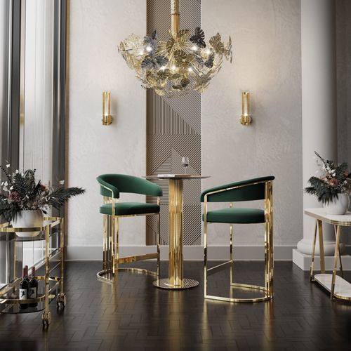 Современный барный стул - HARP  - Ccastro Lighting - для интерьера / из бархата / с основанием из латуни