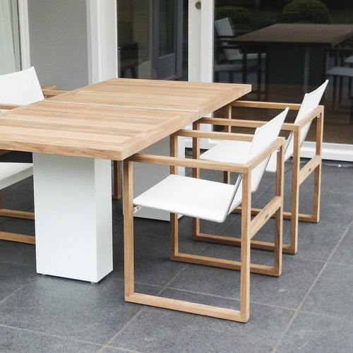 Современный стул для сада - BUTAQUE TEAK - FueraDentro - для наружного применения / из ткани / из искусственной кожи