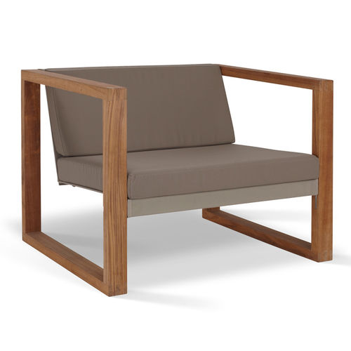 Современное кресло - POLTRONA LOUNGE TEAK - FueraDentro - из Batyline® / из тикового дерева / белое