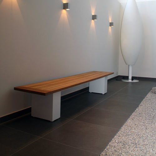 Современная скамейка для сада - DOBLE BENCH 160 & 240 - FueraDentro - из тикового дерева / из нержавеющей стали / без спинки