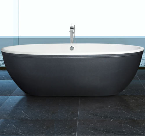 Овальная ванна - STONE ONE GRAINE DE CUIR - AQUAdesign - отдельностоящая / из композита / белая