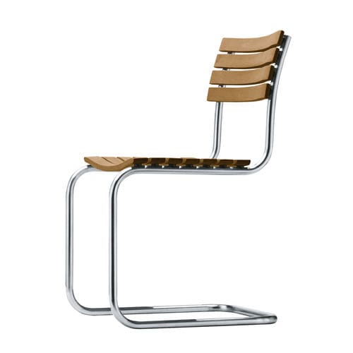 Современный стул для сада - S 40 - THONET - для наружного применения / из ироко / с основанием из нержавеющей стали