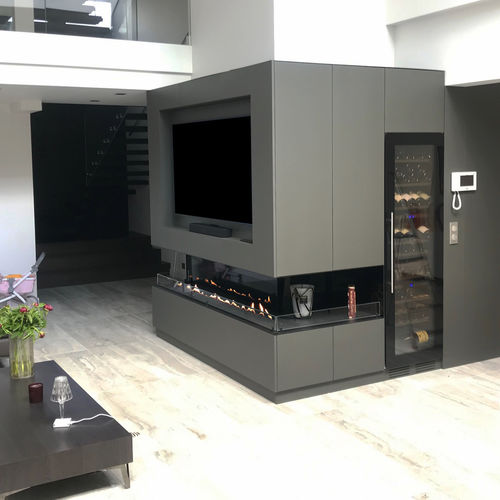 Камин на биоэтаноле - Cheminée sur-mesure en angle - IGNISIAL Paris - встраиваемый / угловой / без дымохода