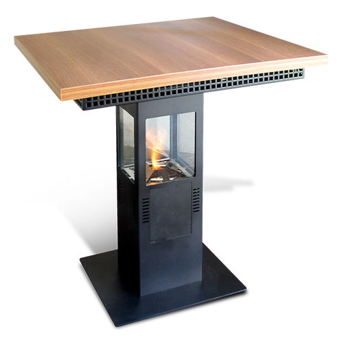 Современный высокий стол для еды стоя - STAR-TABLE©: 999  - direct cheminée - из термолакированной стали / прямоугольный / с горелкой на биоэтаноле