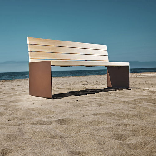 Современная скамейка для сада - ABSOLUT - CYRIA | Mobilier Urbain - из дерева / из стали / из термолакированной стали