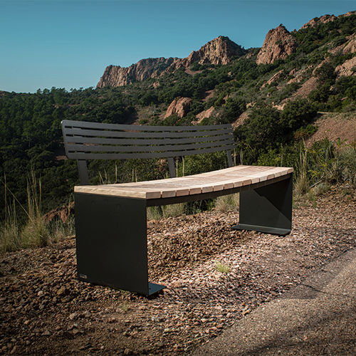 Современная общественная скамейка - MANTA - CYRIA | Mobilier Urbain - из дерева / из стали / из термолакированной стали