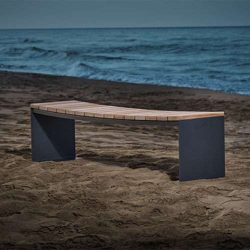 Современная общественная скамейка - MANTA - CYRIA | Mobilier Urbain - из дерева / из стали / из термолакированной стали