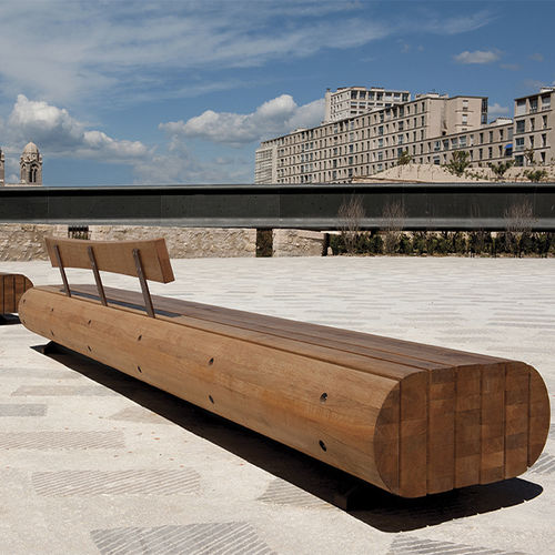 Современная скамейка для сада - MIGRATION  - CYRIA | Mobilier Urbain - из дерева / со спинкой / без подлокотников