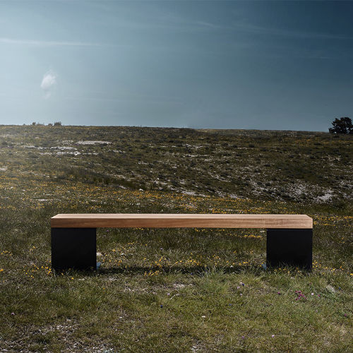 Современная общественная скамейка - BIO2 - CYRIA | Mobilier Urbain - из дерева / из стали / из термолакированной стали