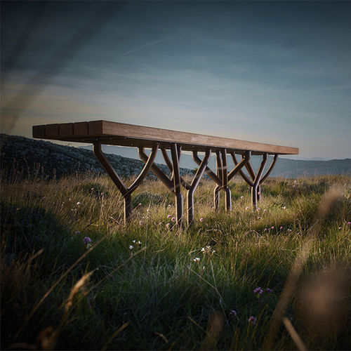 Современная скамейка для сада - MIGRATION - CYRIA | Mobilier Urbain - из дерева / из стали / из термолакированной стали