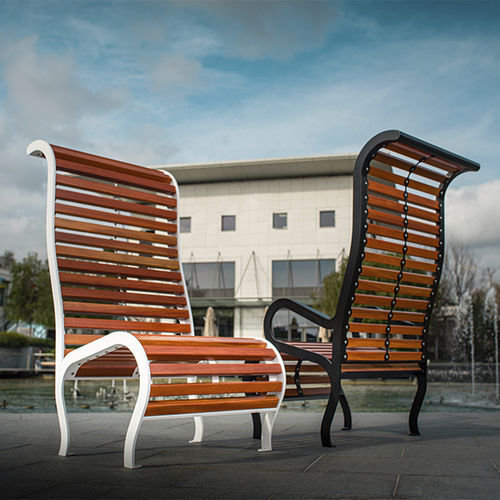 Современное городское кресло - M-A KUSTOM - CYRIA | Mobilier Urbain - из дерева / из стали / с высокой спинкой