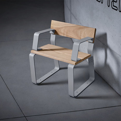 Современный cтул - KAISEKI - CYRIA | Mobilier Urbain - для наружного применения / из дерева / с основанием из стали