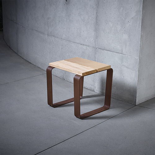 Современный табурет - KAISEKI - CYRIA | Mobilier Urbain - из дерева / с основанием из стали / с основанием из термолакированной стали