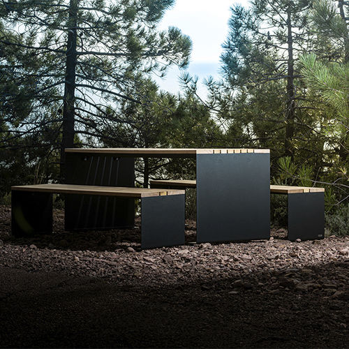 Современный стол - PYSA - CYRIA | Mobilier Urbain - из дерева / с основанием из стали / с основанием из термолакированной стали