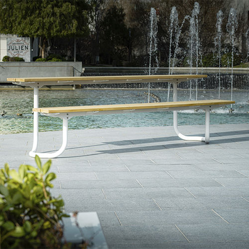 Современный стол - ARE - CYRIA | Mobilier Urbain - из дерева / с основанием из стали / с основанием из нержавеющей стали