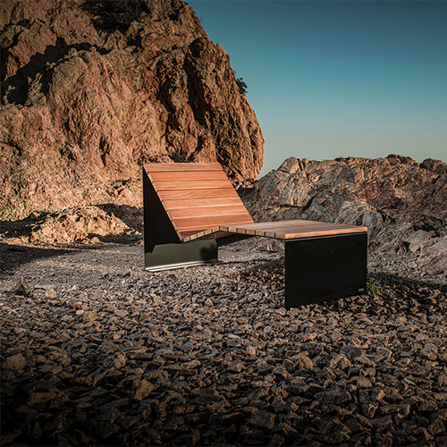 Современный садовый шезлонг - ABSOLUT - CYRIA | Mobilier Urbain - из цельной древесины / из стали, покрытой порошком / из термолакированной стали