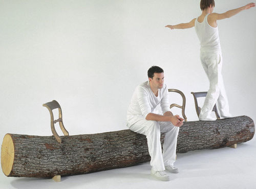 Скамейка уникальный дизайн - TREE-TRUNK - Droog - из дерева / из бронзы / без спинки