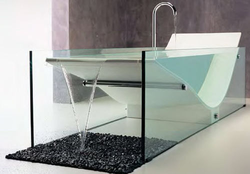 Отдельностоящая ванна - LE COB - Omvivo - из Solid Surface / из стекла / белая