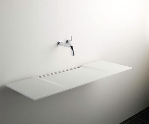 Подвесная раковина - LINEA - Omvivo - из Solid Surface / прямоугольная / современная