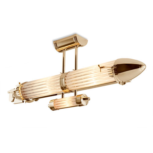 Потолочный светильник уникальный дизайн - ZEPPELIN GOLD - Art Deco Schneider - трубчатый / из стекла / из полированной латуни